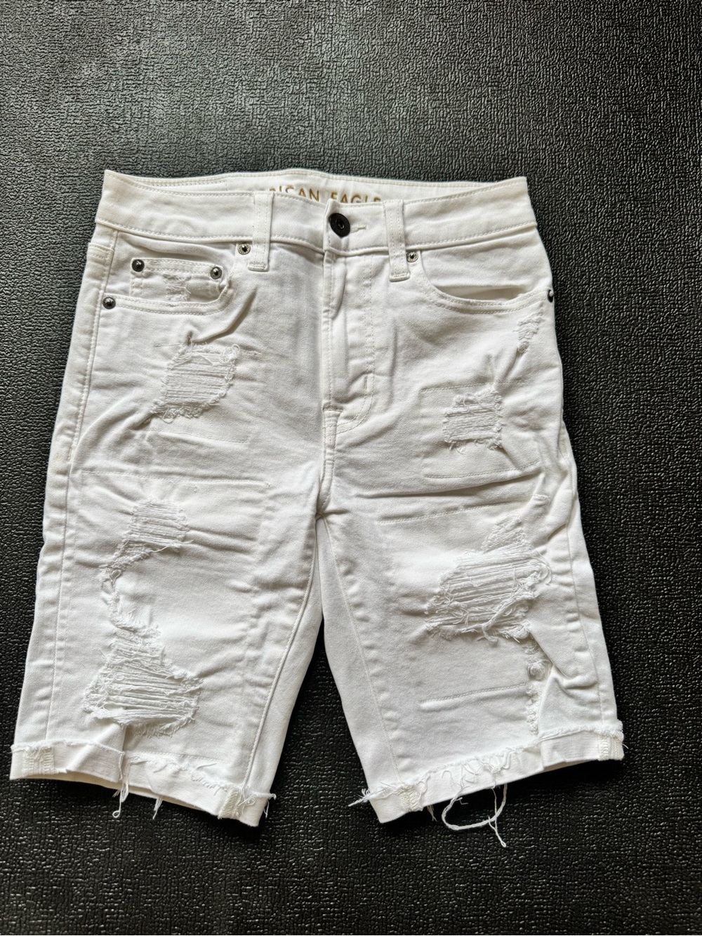 American Eagle Outfitters White Distressed Men's Jean Shorts